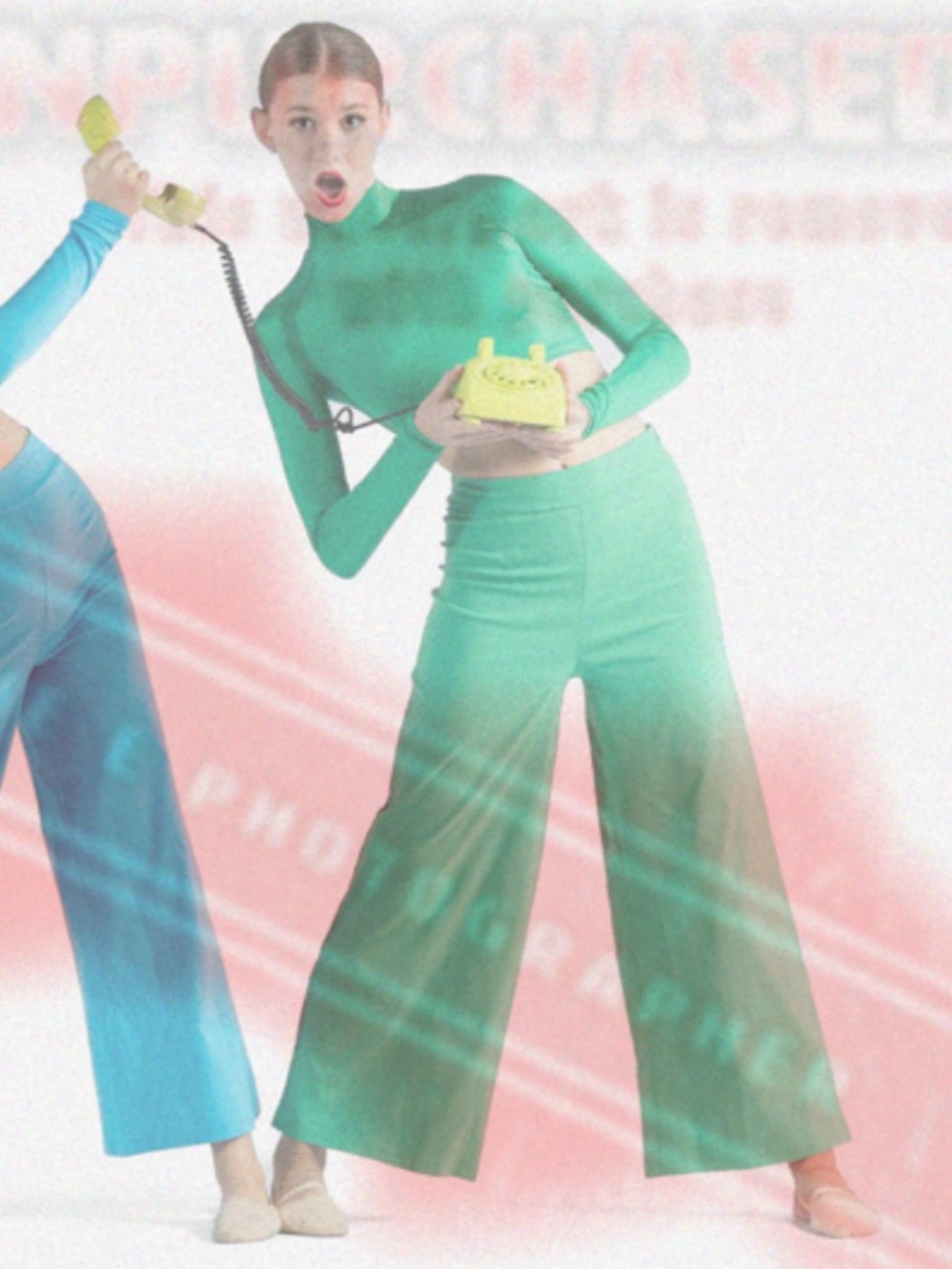 Weissman Emerald Green Long-Sleeve Wide Leg Two Piece Jazz Costume